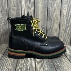 Skechers x John Deere Classic Work Boots Men Black Leather 9.5 Soft Toe 256008